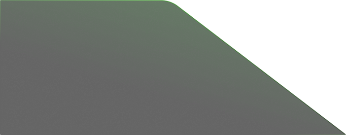 Abstract dark green diagonal shape with curved top-left corner